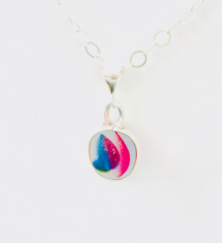 UK Multi Hot Pink, Blue, & Green Bubble Necklace
